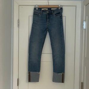 Cropped Anthropologie cuffed jeans